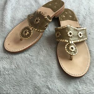 VTG Jack Rogers Vintage Olive Gold Navajo Sandals